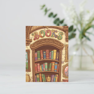 Carte Postale Amoureux de livres Étagère à livres de dessin anim