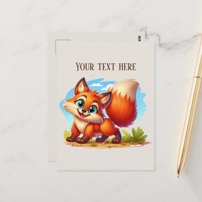 Carte Postale Amoureux de renards mignons en randonnée personnal (Devant/Arrière en situation)