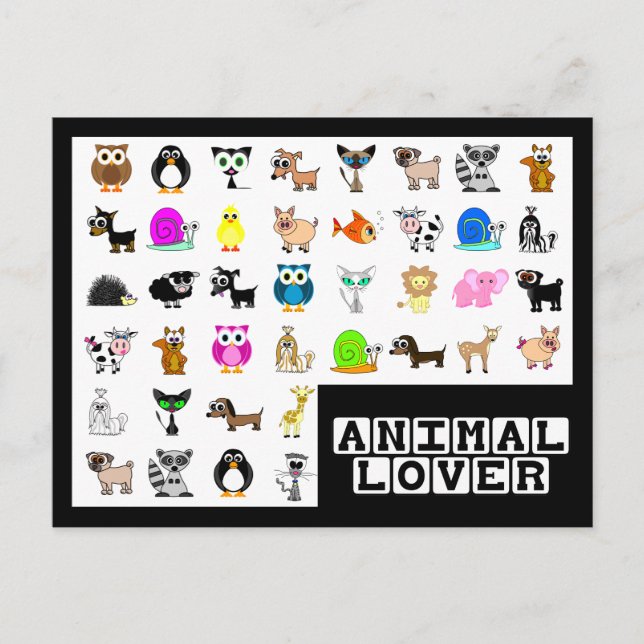 Carte postale Amoureux des animaux (Devant)