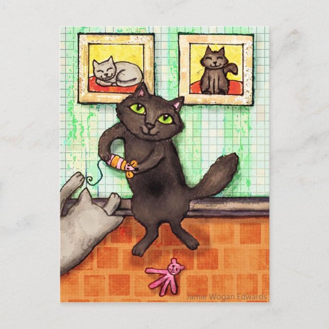Carte postale Amoureux des chats / Merci (Devant)