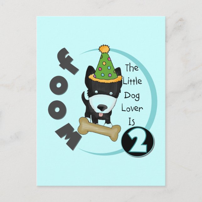 Carte Postale Amoureux des chiens 2e anniversaire Tshirts et cad (Devant)