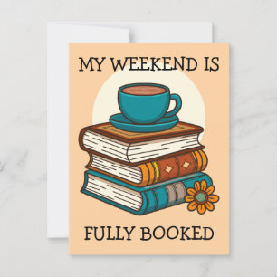 Carte Postale Amoureux des livres, week-end complètement réservé