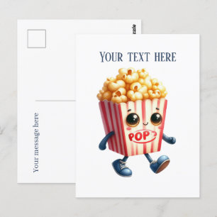 Carte Postale Amoureux du pop-corn amusant ajouter du texte