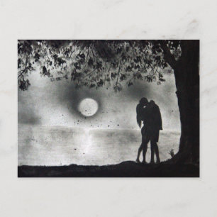 Carte Postale Amoureux S'embrasser sous l'arbre