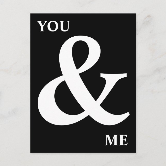 Carte Postale Ampersand noir et blanc vous et moi (Devant)
