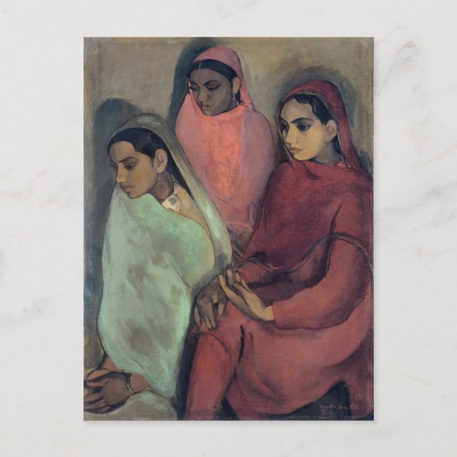 Carte Postale Amrita Sher-Gil peinture, Trois Filles (Devant)