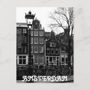 Carte Postale Amsterdam Canal Vélo noir et blanc