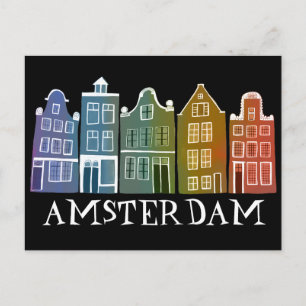 Carte Postale Amsterdam Holland Canal Maisons Voyage Coloré