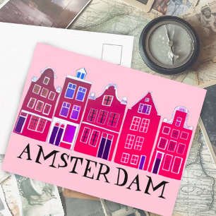 Carte Postale Amsterdam Holland Canal Maisons Voyage Europe