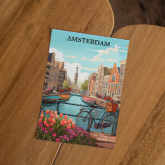 Carte Postale Amsterdam Holland Canal View
