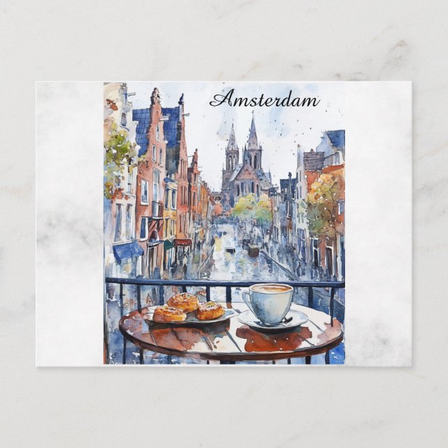 Carte Postale Amsterdam Holland Pays-Bas Canal Dutch Travel (Devant)