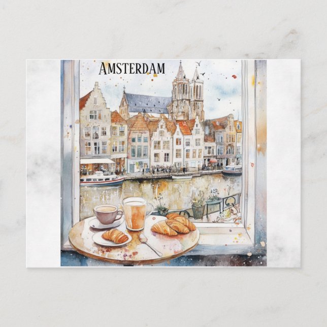 Carte Postale Amsterdam Holland Pays-Bas Canal Dutch Travel (Devant)