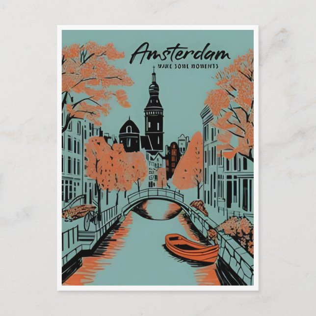 Carte Postale Amsterdam Holland Pays-Bas Vintage néerlandais (Devant)