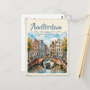 Carte Postale Amsterdam Pays-Bas aquarelle