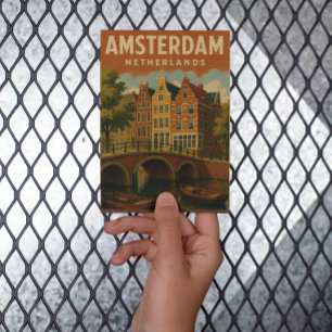 Carte Postale Amsterdam Pays-Bas - Canal Vintage