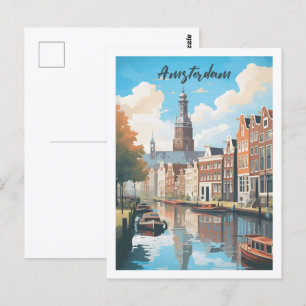 Carte Postale Amsterdam Pays-Bas célèbre Travel Place