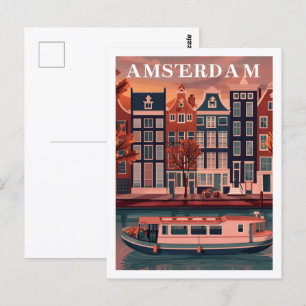 Carte Postale Amsterdam Pays-Bas Vintage célèbre Travel Place