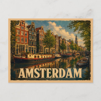 Carte Postale Amsterdam Pays-Bas Voyage Rétro