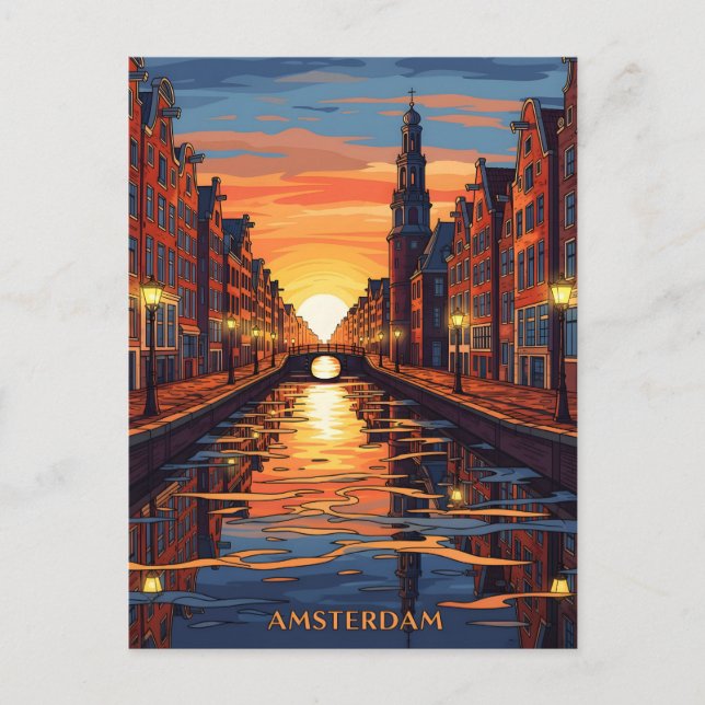 Carte Postale Amsterdam Postcard Holland Vintage Travel (Devant)