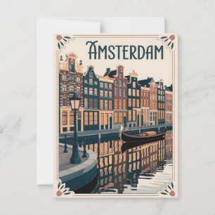 Carte Postale Amsterdam vintage minimaliste