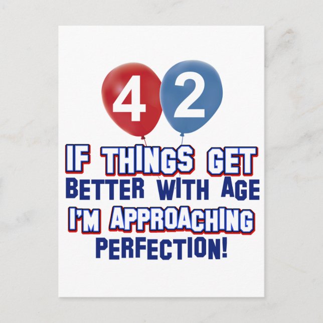 Carte Postale Amusant 42ème année de conception d'anniversaire (Devant)