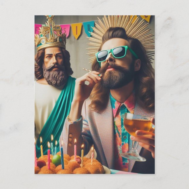 Carte Postale Amusant AI généré art Joyeux Anniversaire Jésus (Devant)