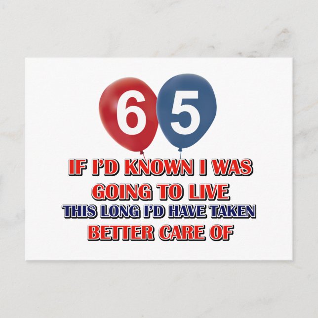 Carte Postale Amusant anniversaire de 65 ans (Devant)
