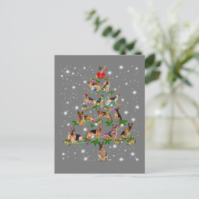 Carte Postale Amusant berger allemand décoration d'arbre de Noël (Debout devant)