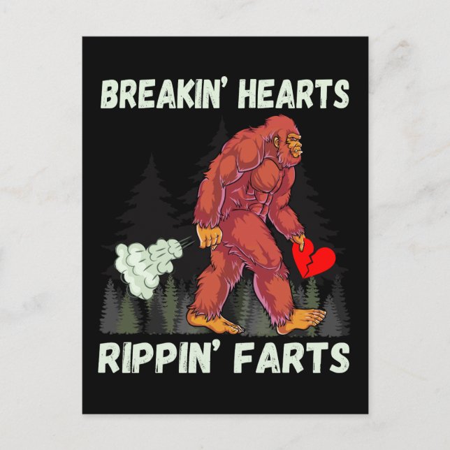 Carte Postale Amusant Bigfoot Breakin Hearts Rippin Farts (Devant)