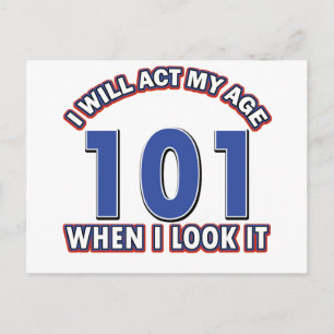 Carte Postale Amusant design vieux de 101 ans