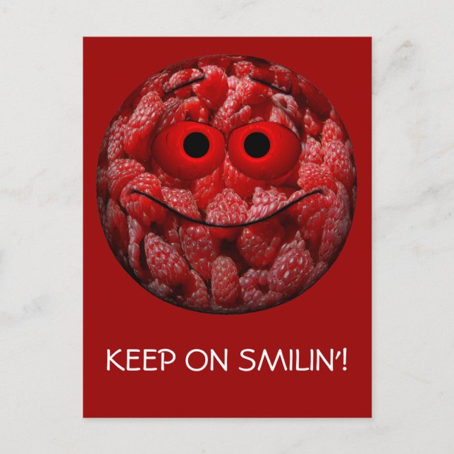 Carte Postale Amusant Emoticon framboise (Devant)