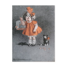 Amusant Enfant et cheky Chat Vintage antique