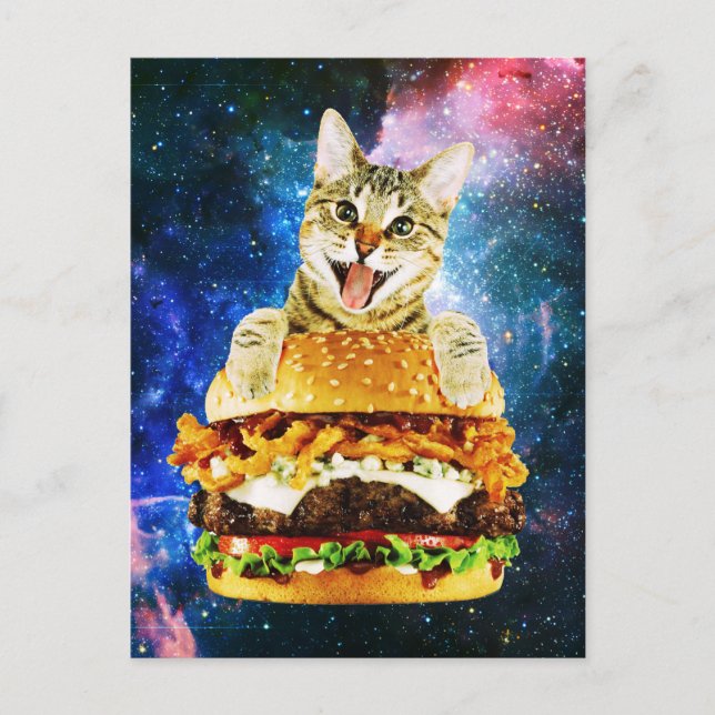 Carte Postale Amusant espace pour chat burger (Devant)
