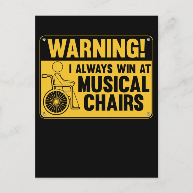 Carte Postale Amusant fauteuil roulant Humour de chaise musicale (Devant)