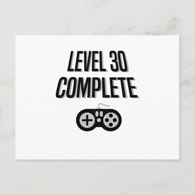 Carte Postale Amusant Joueur 30e Anniversaire Niveau 30 Complet (Devant)