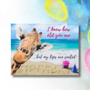 Carte Postale Amusant Maman Anniversaire - Giraffe Garde calme