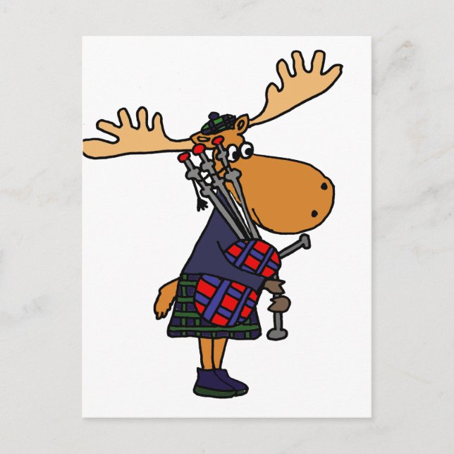 Carte Postale Amusant Oie Jouer Bagpipes Art (Devant)