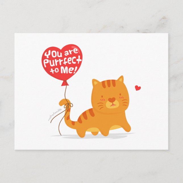 Carte Postale Amusant Pun Love Humour mignon Kitty Cat Cartoon (Devant)