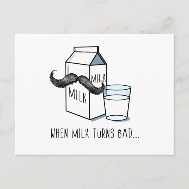 Carte postale amusante au lait et à la moustache (Devant)
