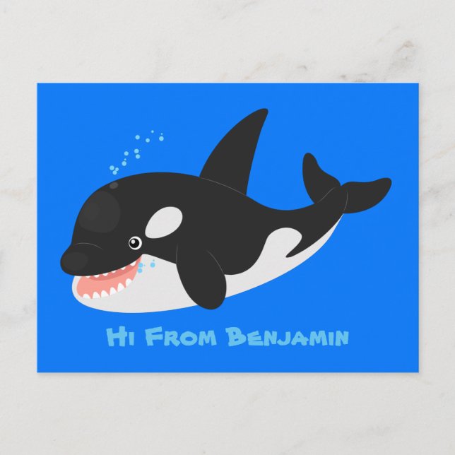 Carte Postale Amusante baleine orque mignonne dessin animé (Devant)