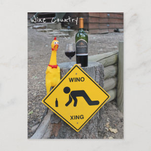 Carte postale amusante de poulet du pays du vin !