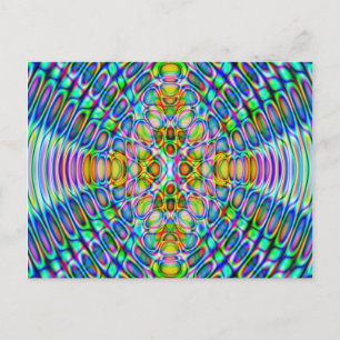 Carte postale amusante, design bleu psychédélique