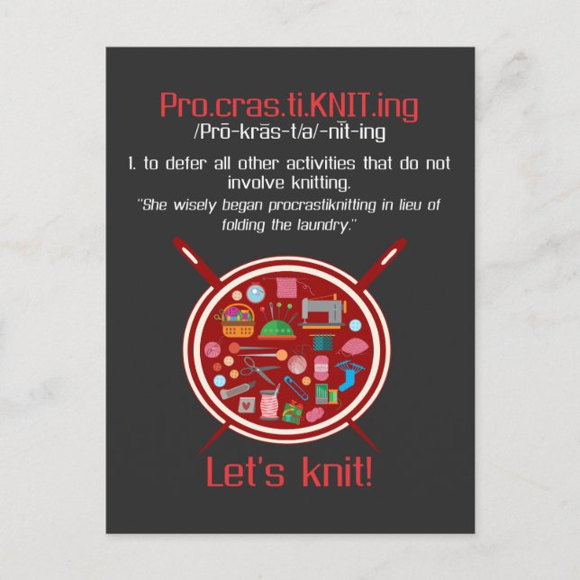 Carte Postale Amusante Femme Tricot Lit Knit Crafter (Devant)
