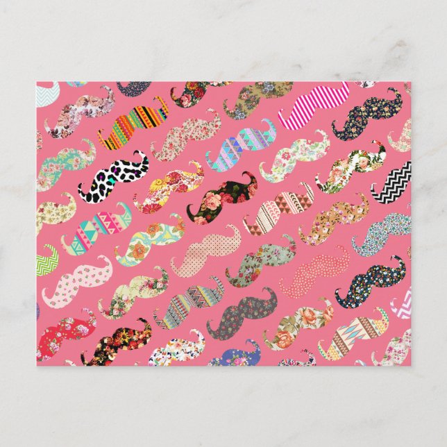 Carte Postale Amusante Fille Colorée Aztèque Motif Moustaches (Devant)