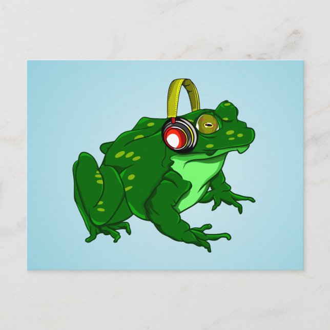 Carte Postale Amusante grenouille à bulles portant un casque (Devant)