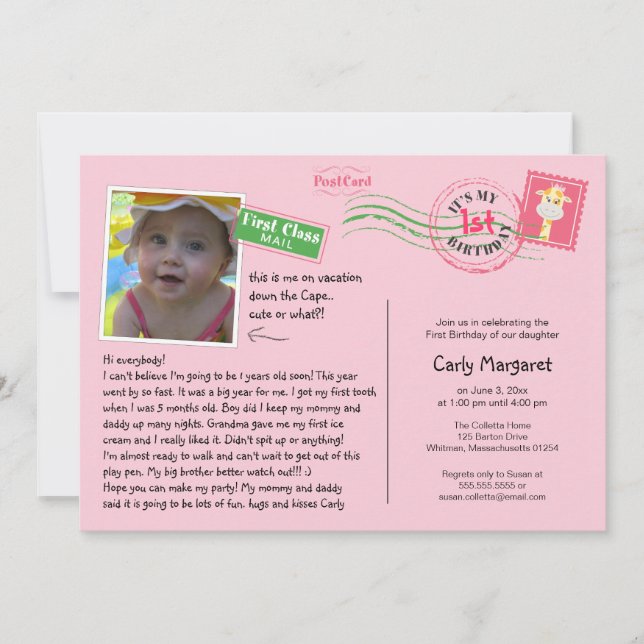 Carte postale amusante Invitation de fête d'annive (Devant)
