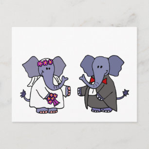 Carte Postale Amusante mariée éléphante et conception de Mariage