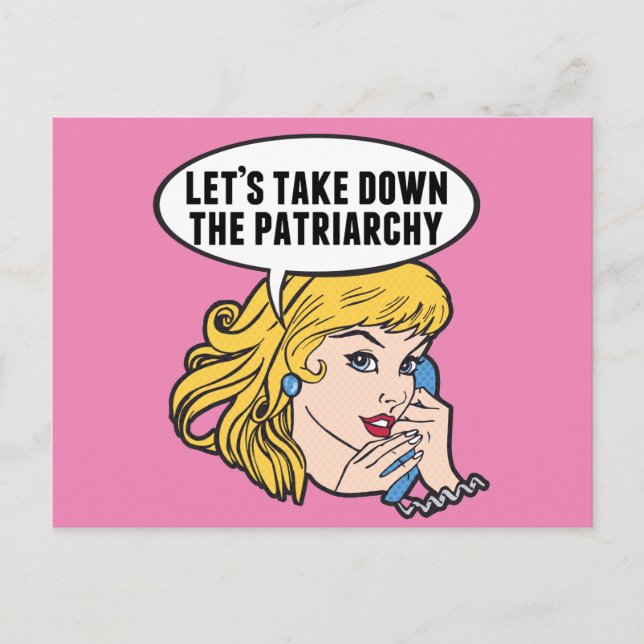 Carte Postale Amusante Retro Feminist Pop Art Girl (Devant)