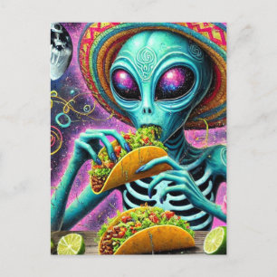 Carte Postale Amusants Aliens Manger Tacos