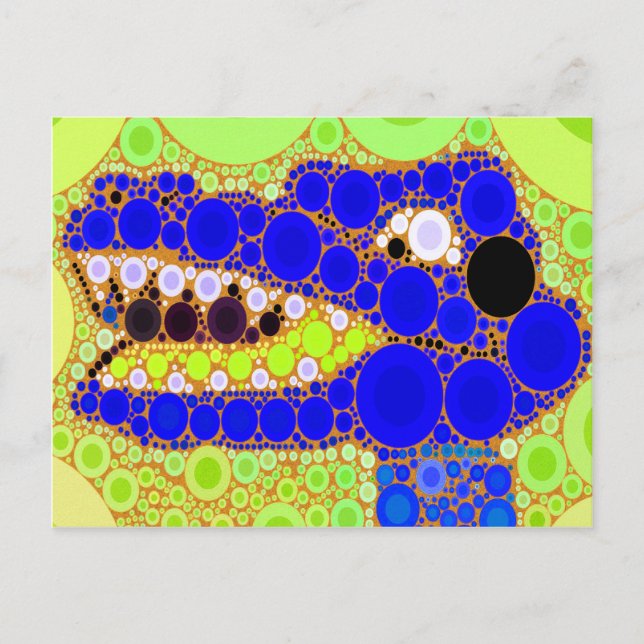 Carte Postale Amusants Alligator bleu Crocodile Cercles Rétro Mo (Devant)
